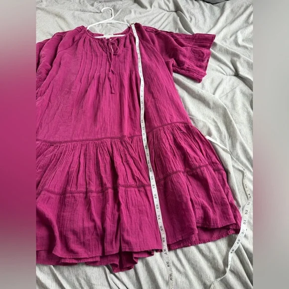 NWT Sundance Women’s Aisha Dress Tiered Magenta Purple L Peasant Cottagecore - Picture 11 of 12